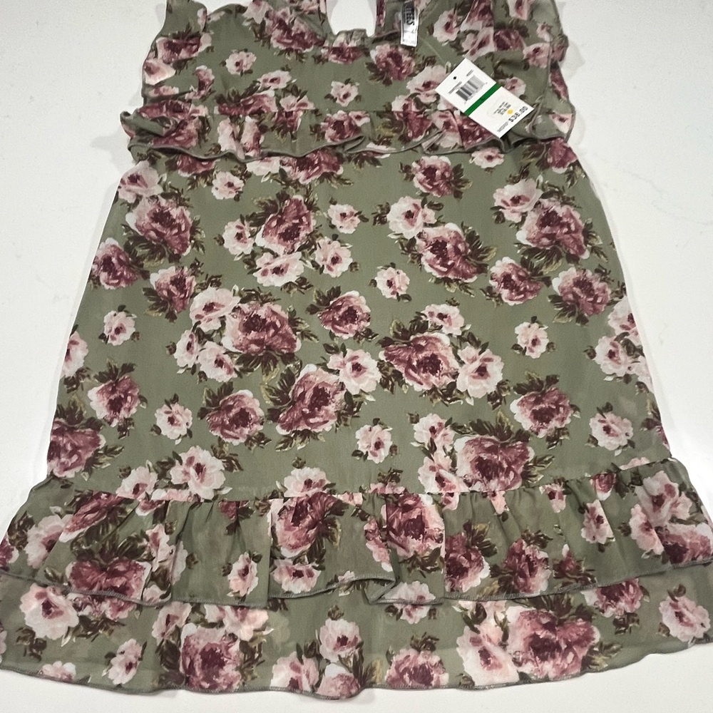 Floral Kids Top in Green and Pink